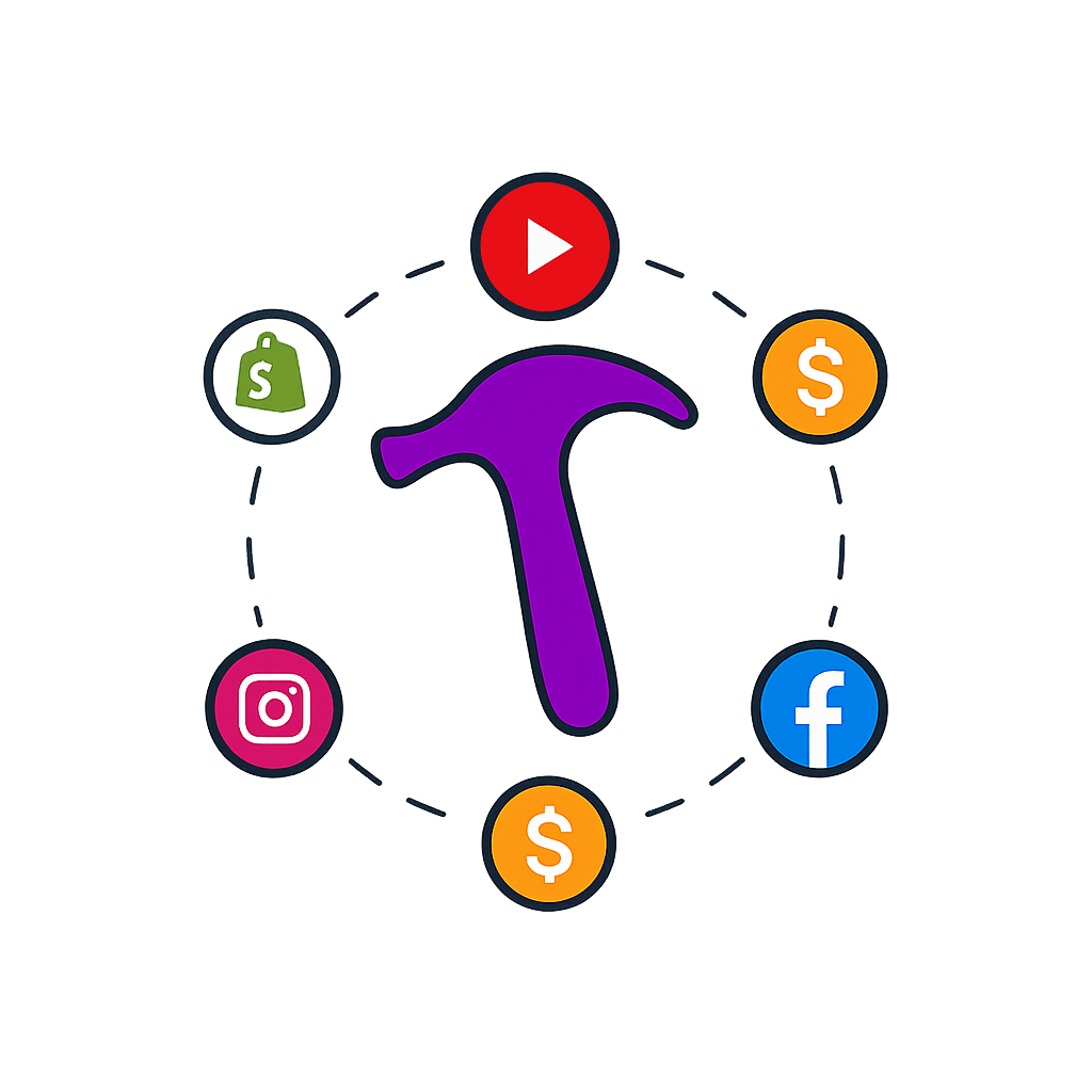 Purple Hammer with social icons